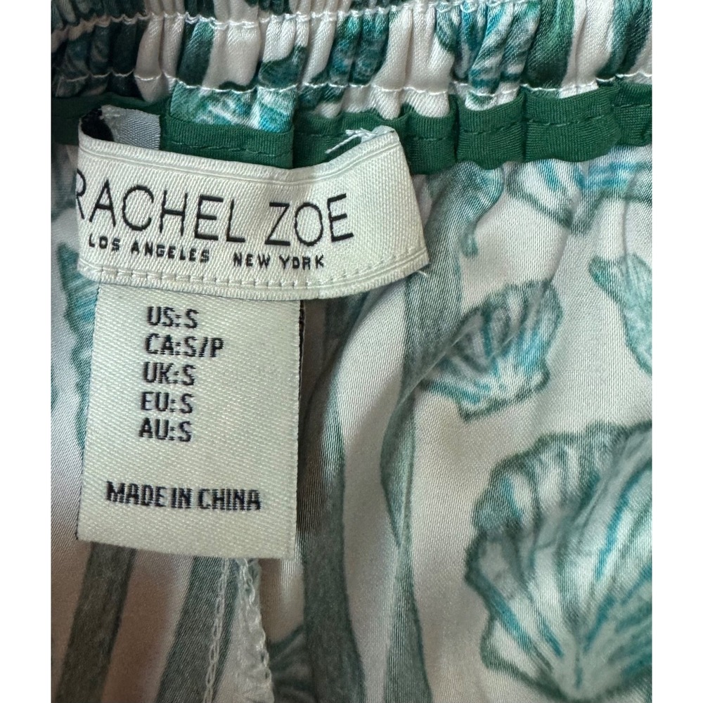 Rachel Zoe Wide Leg Tropical Green‎ and White Beach Vacation Resort Pants Sz S - Picture 3 of 3